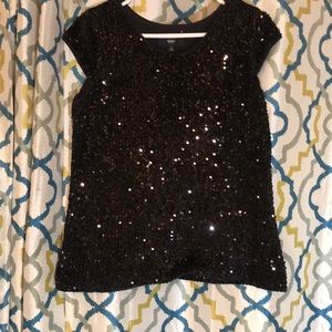 Mossimo Cap Sleeve Sequin Top Black